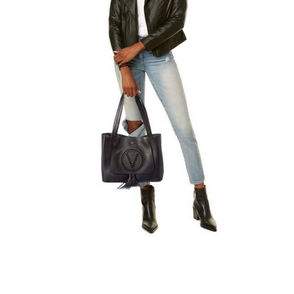 Valentino By Mario Valentino Estelle Rock Leather Tote, Black - Picture 5 of 10